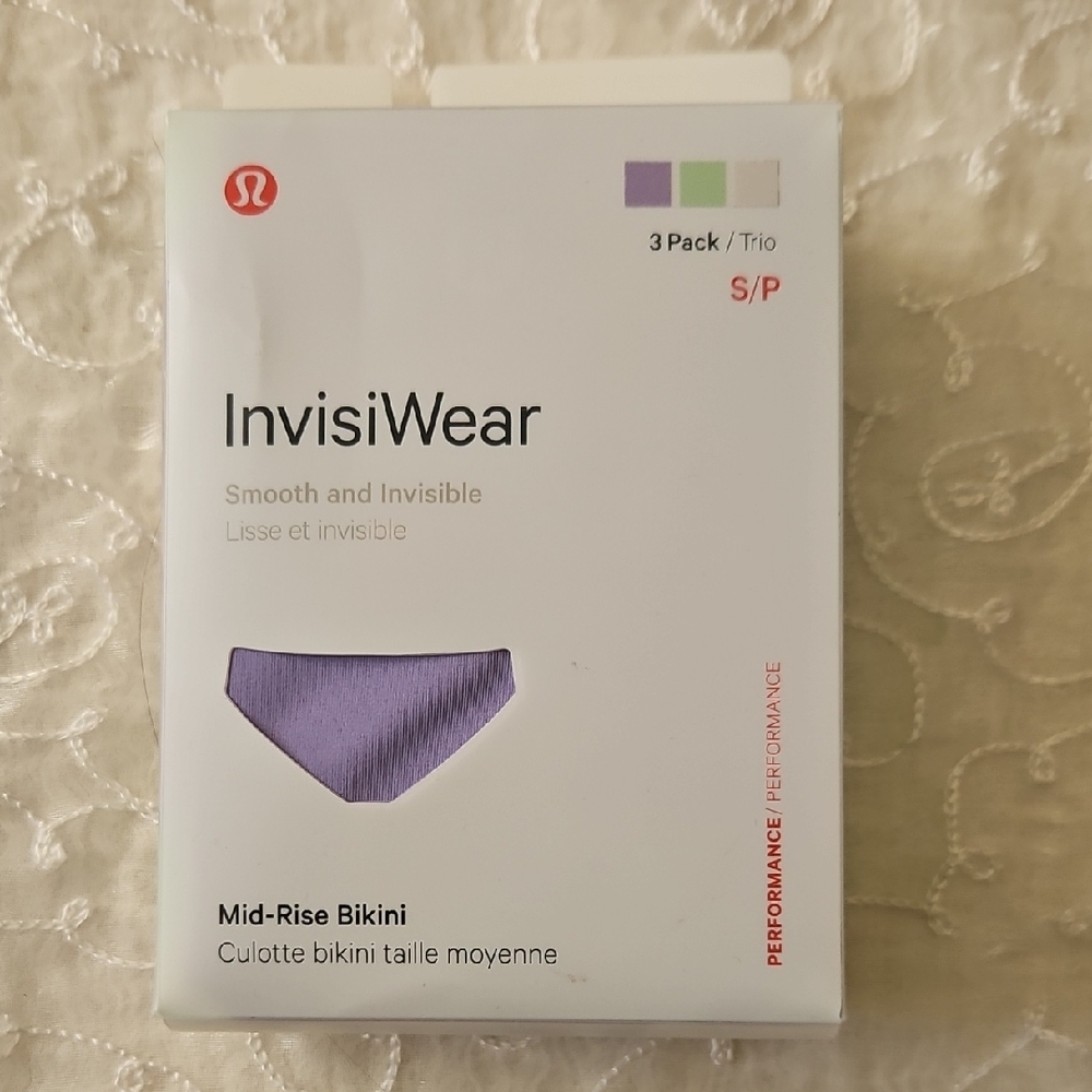 lululemon athletica InvisiWear Mid-Rise Bikini - 3pack Dk Lavender, Pistac, Bone